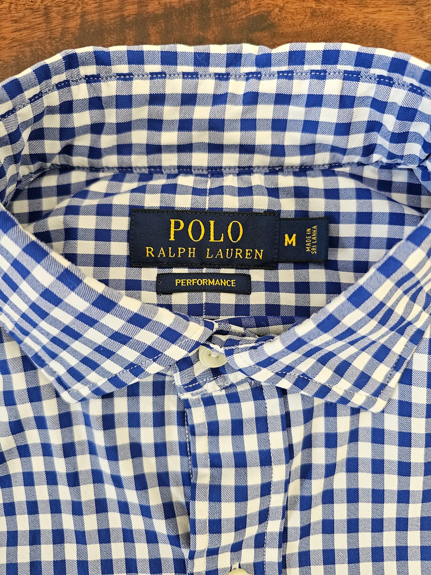 Polo Ralph Lauren performance blue checkered shirt mens size Medium