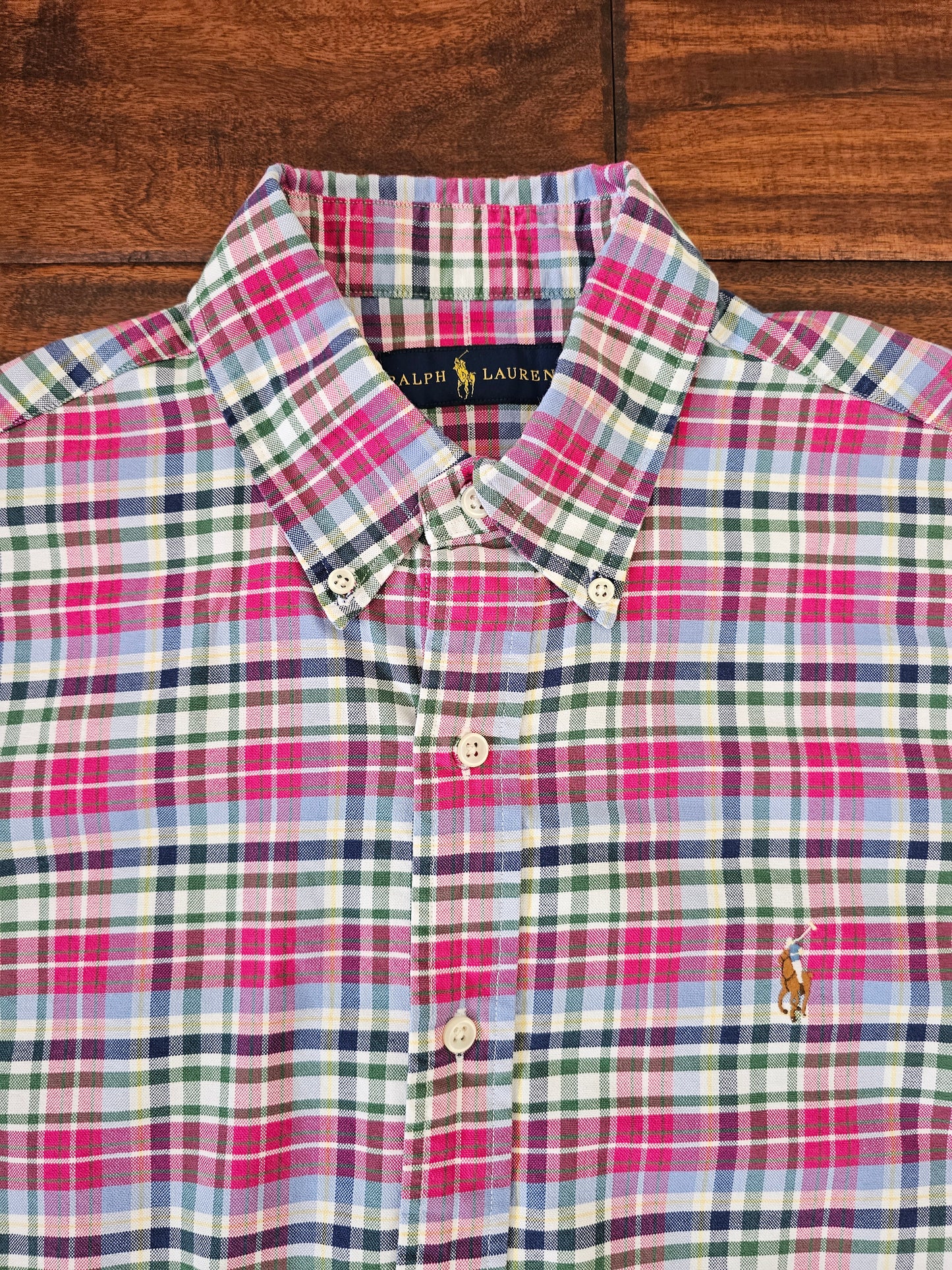 Polo Ralph Lauren pink plaid oxford shirt size M