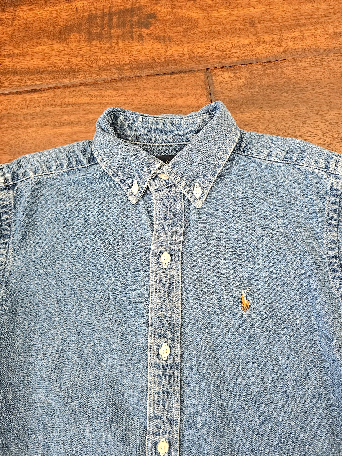 Polo Ralph Lauren blue jean denim shirt kid boys size 6