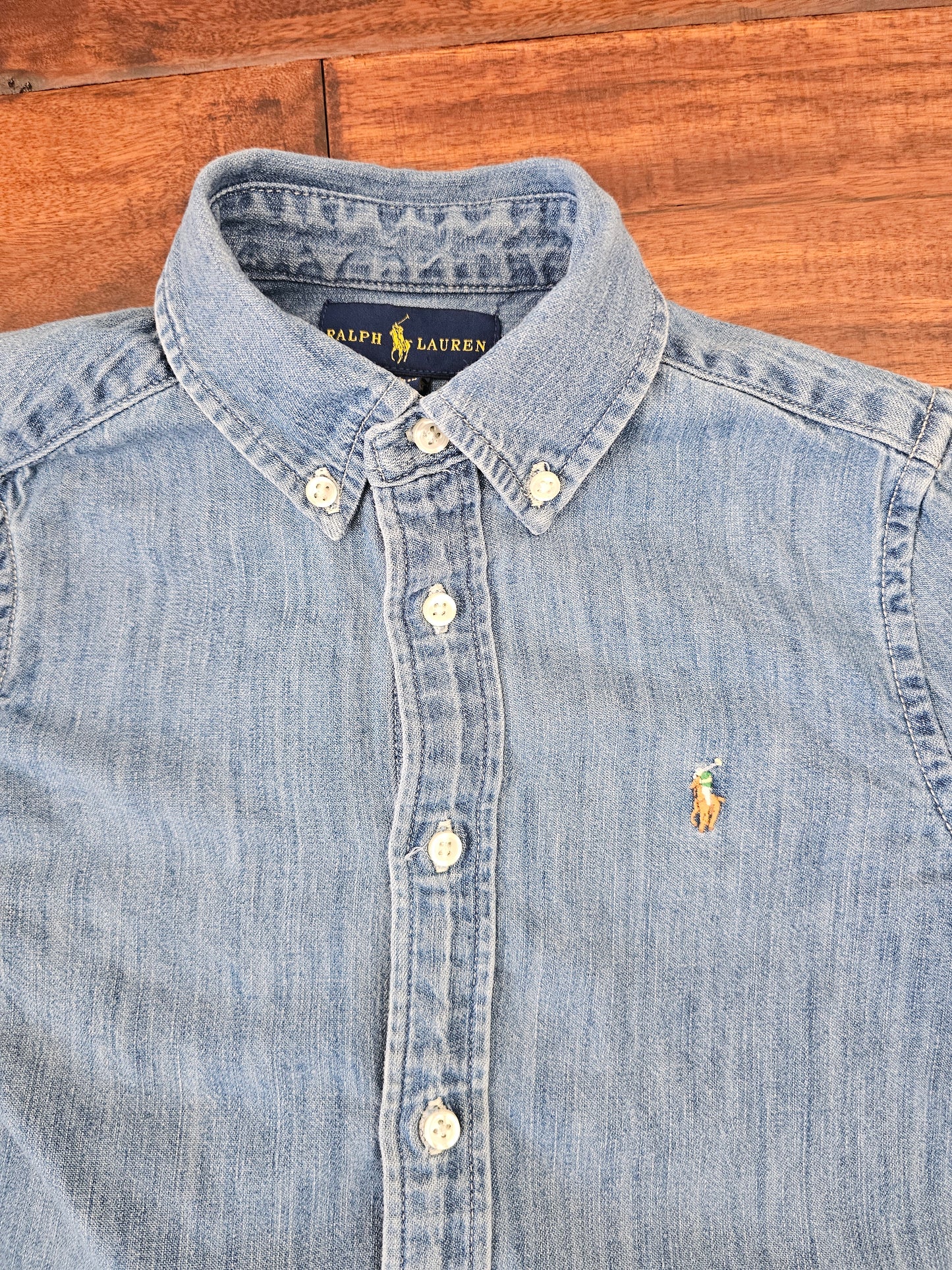 Polo Ralph Lauren blue jean denim shirt kids boys size 5