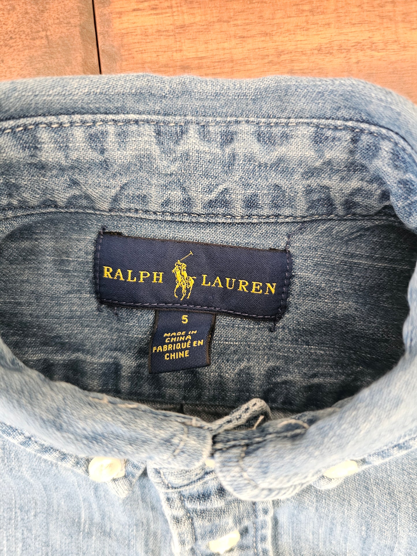 Polo Ralph Lauren blue jean denim shirt kids boys size 5