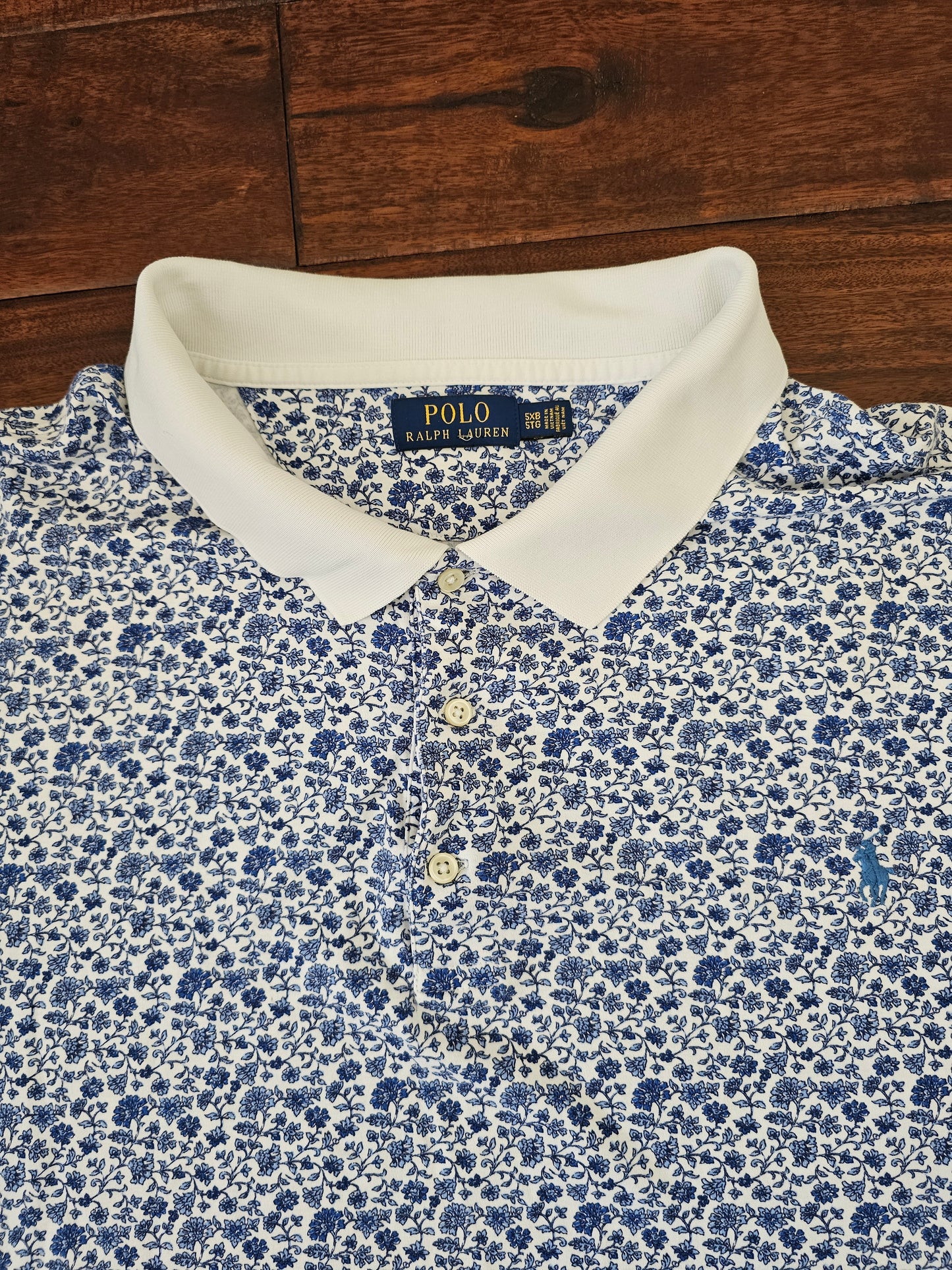 Polo Ralph Lauren blue floral polo shirt mens size 5XB