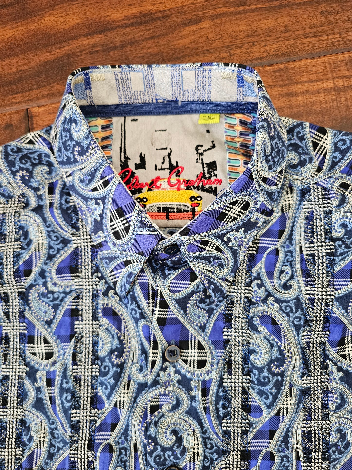 Robert Graham blue designer shirt mens size L