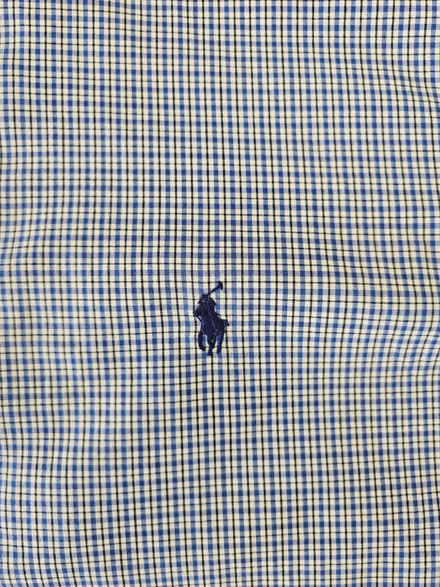 Polo Ralph Lauren blue black plaid dress shirt mens size 16.5