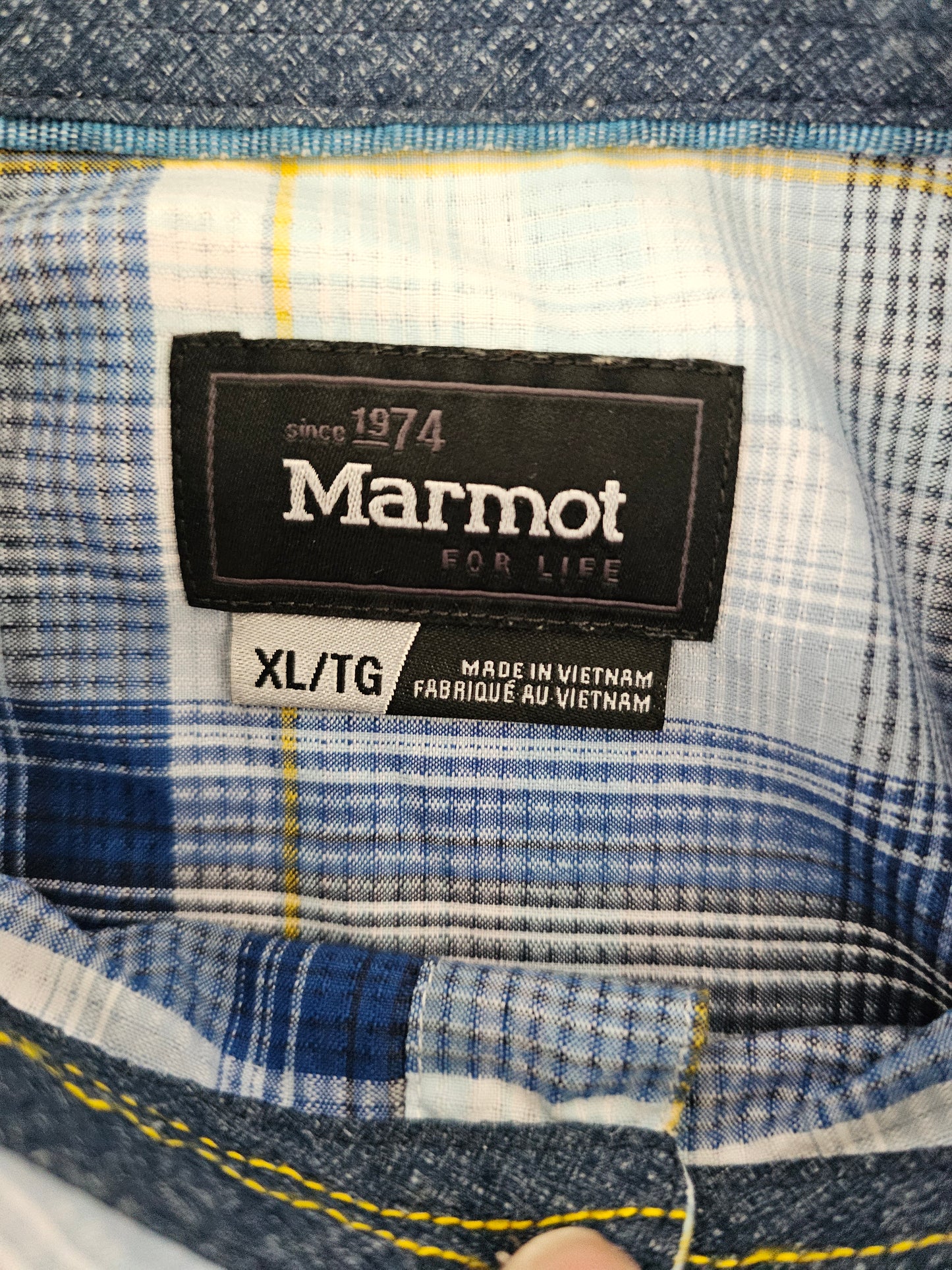 Marmot plaid short sleeve shirt mens size XL