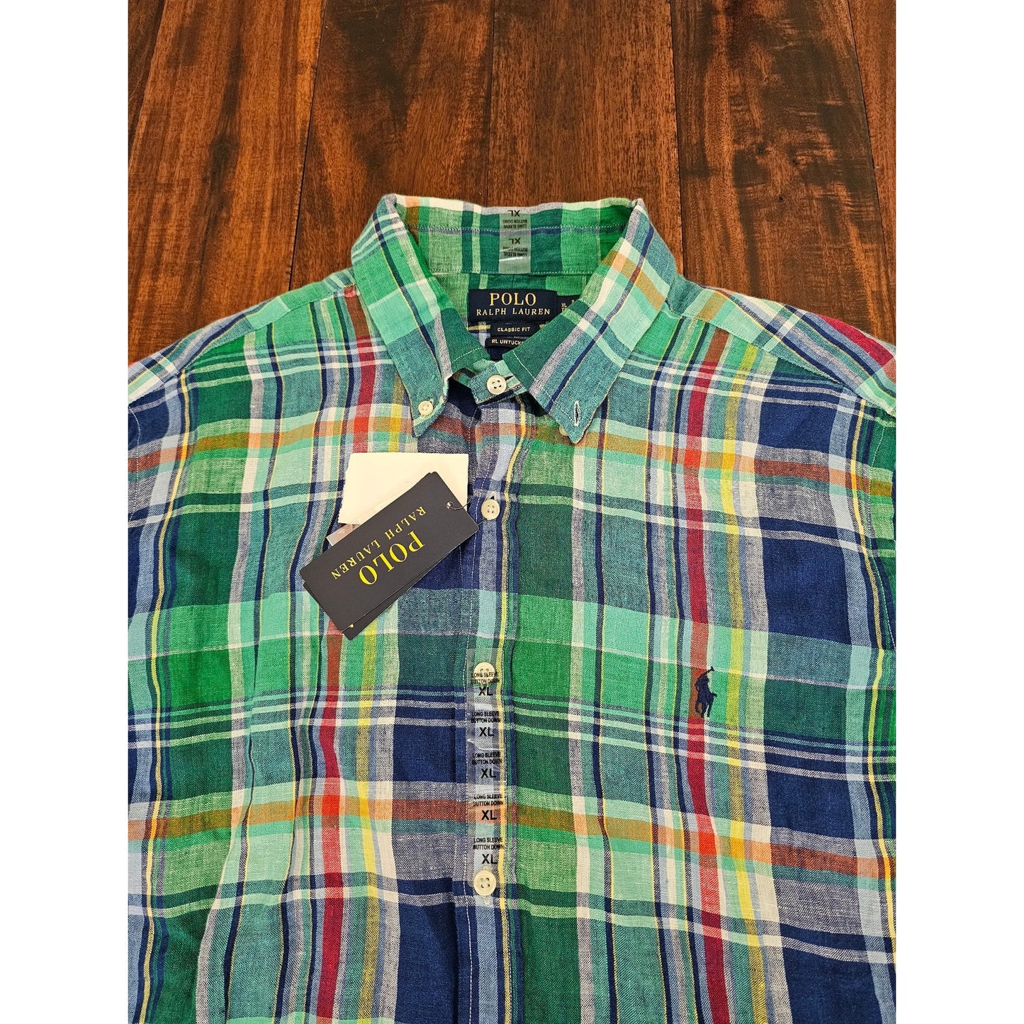 Polo Ralph Lauren plaid linen shirt mens size XL