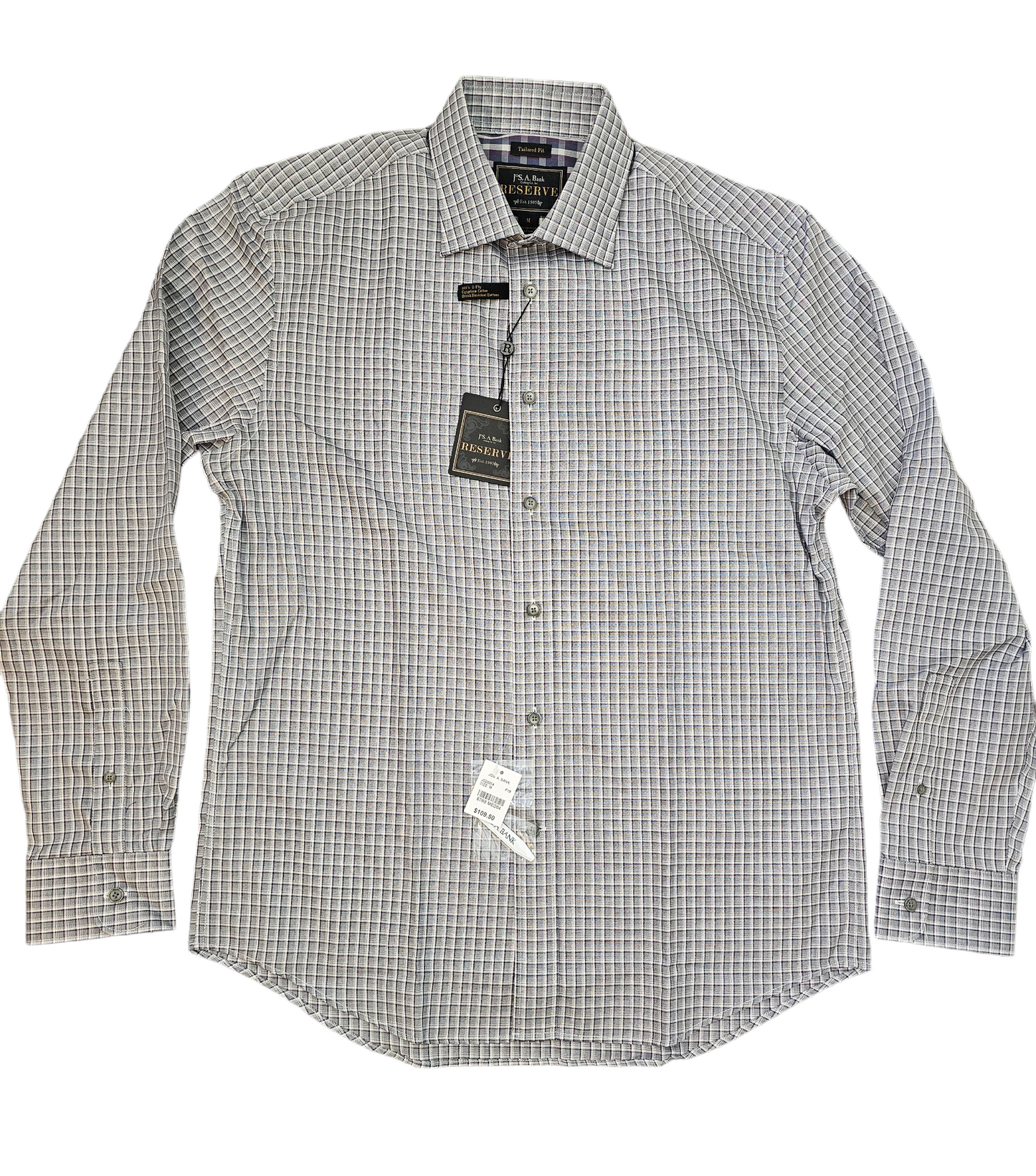 JOS A Bank gray dress up shirt mens size M