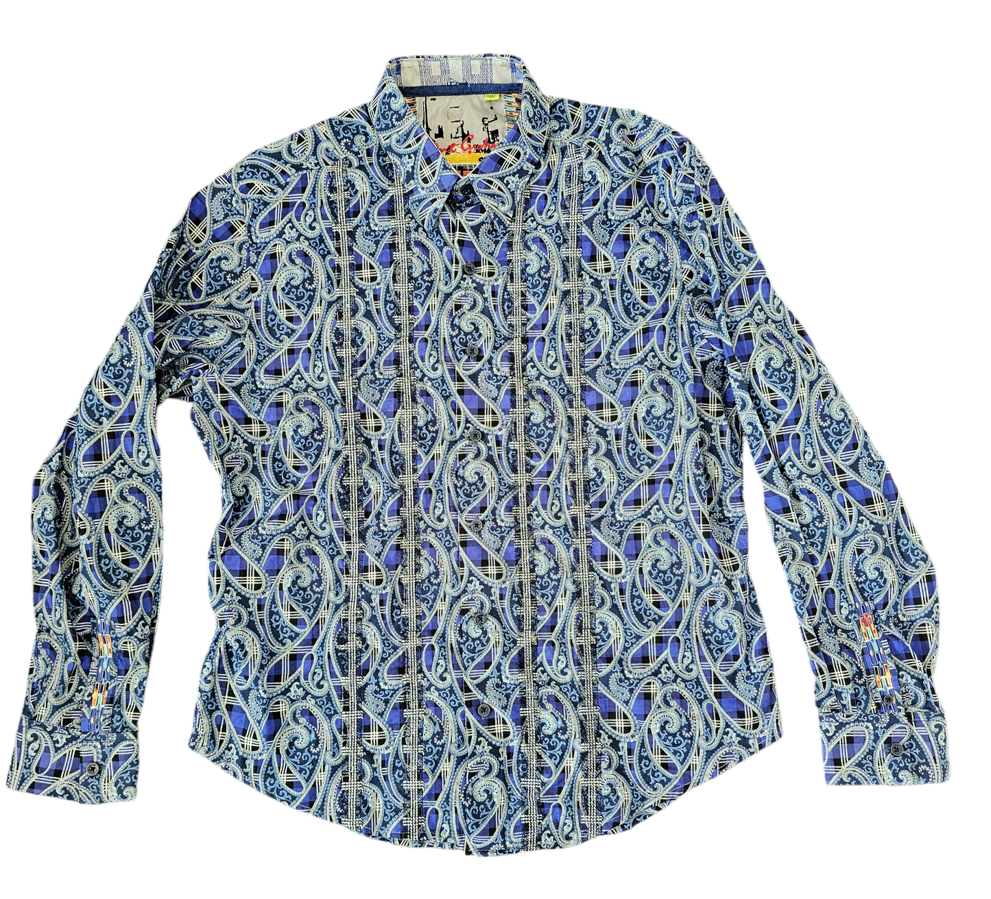 Robert Graham blue designer shirt mens size L