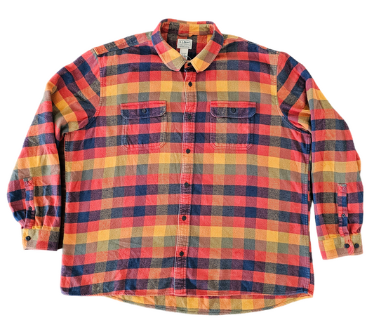 L.L. Bean multi color flannel shirt mens size 2XL