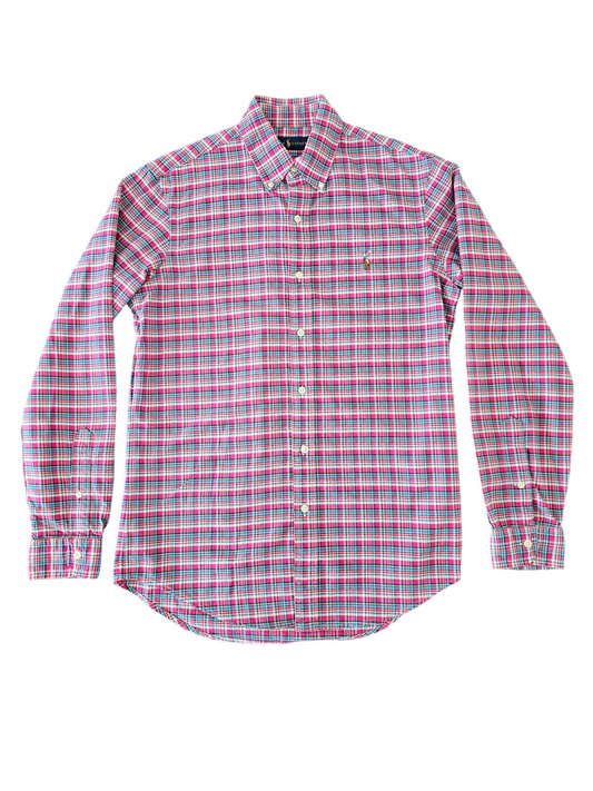 Polo Ralph Lauren pink plaid oxford shirt mens size S