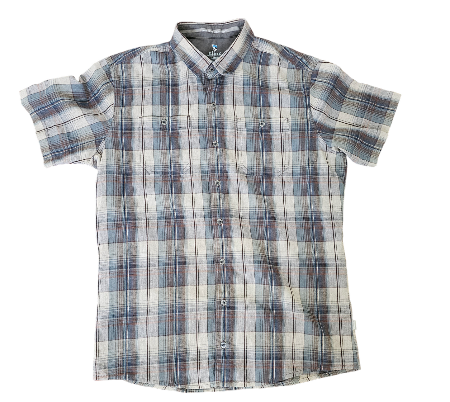 KUHL plaid short sleeve shirt mens size L