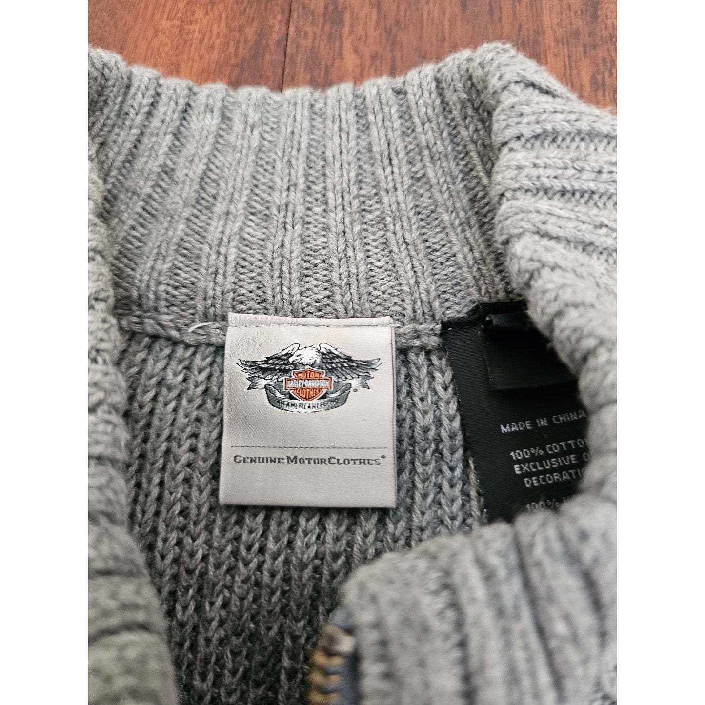 Harley Davidson gray cable knit sweater womens size L