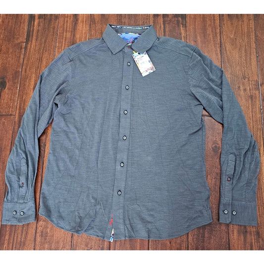 Robert Graham gray relaxed long sleeve shirt mens size M