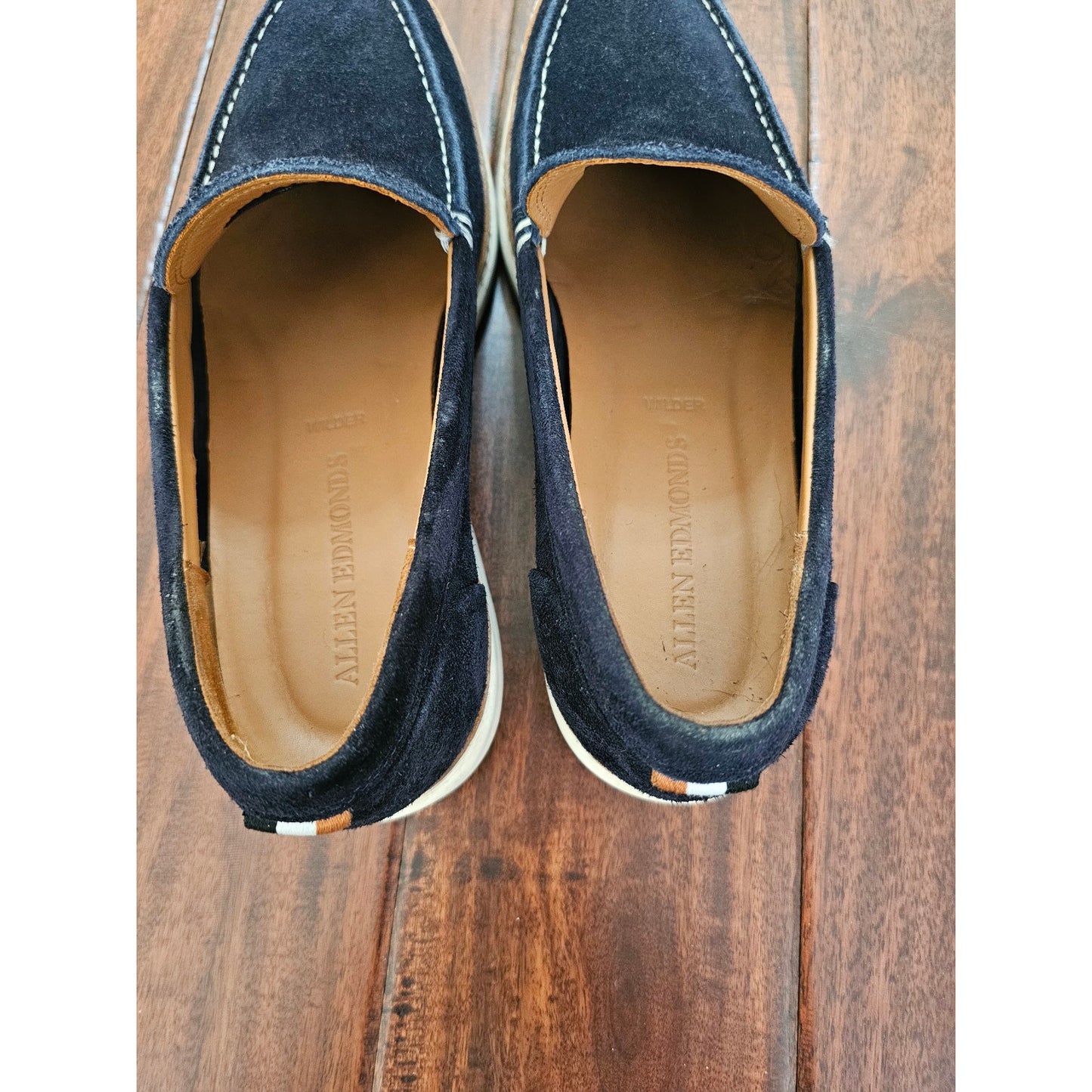 Allen Edmonds wilder blue suede loafer slip ons mens size 9.5